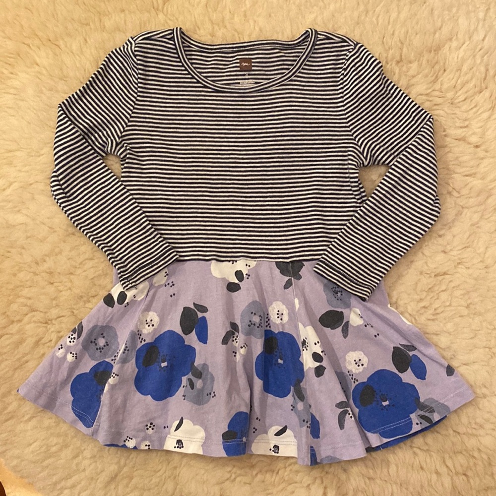 TEA Collection Dress, 2T EUC, stripe/floral